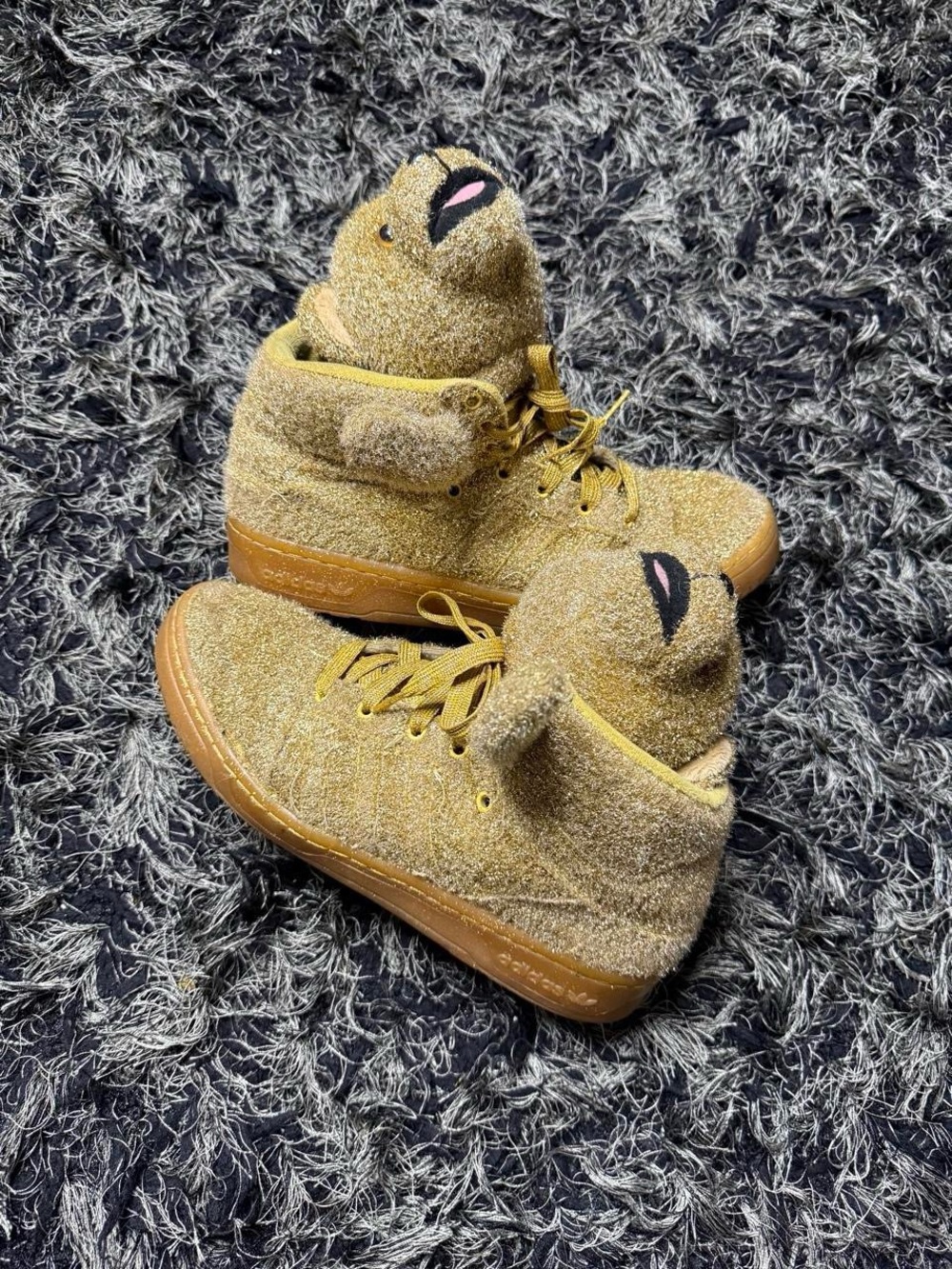 Adidas x Jeremy Scott gold tinsel teddy bear